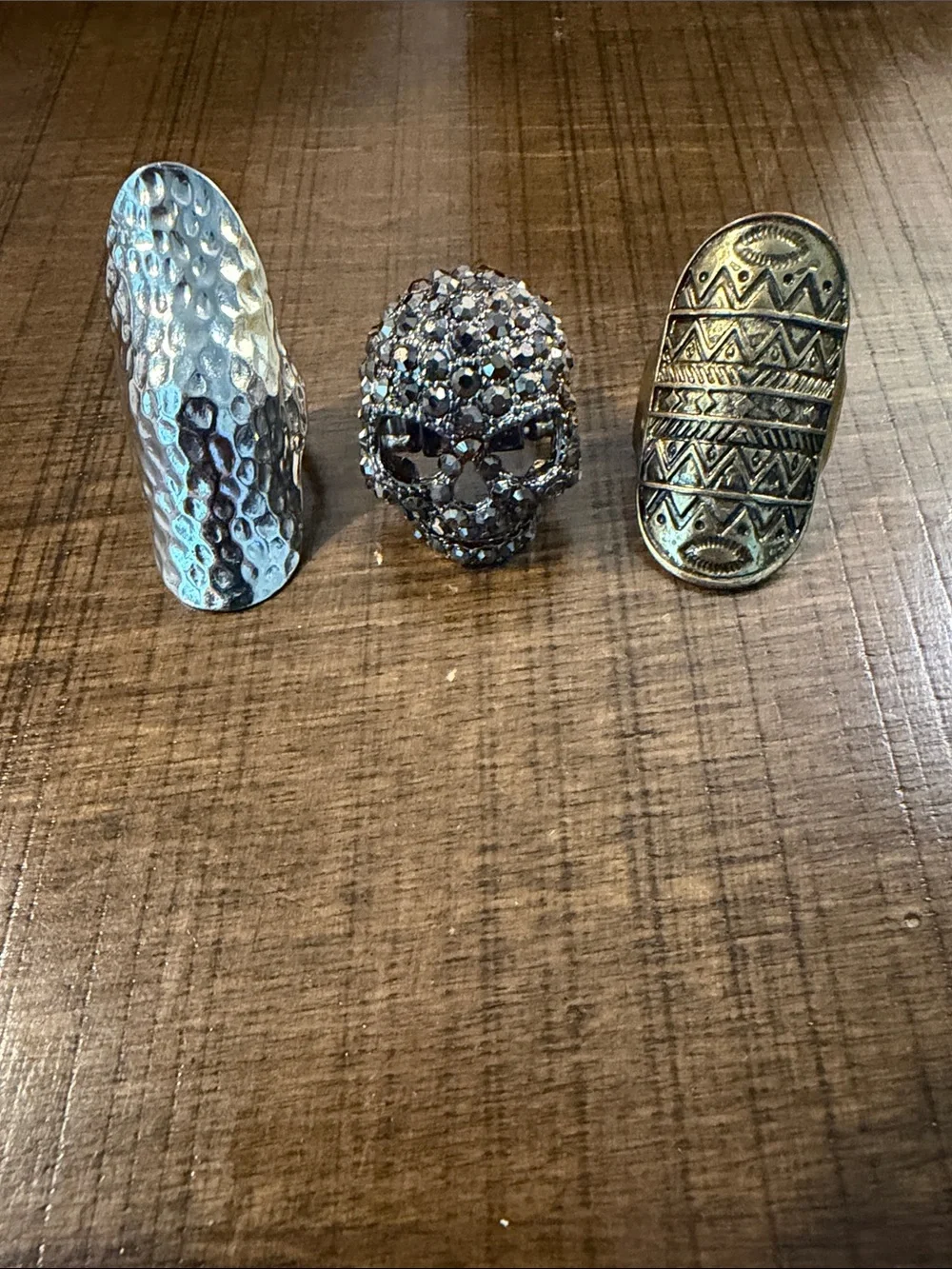 Women’s Skull and Metal Statement Rings — Silver, Black, Antique Gold